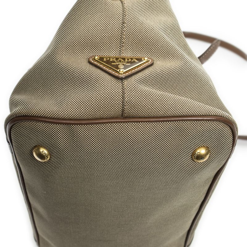 Prada Tote Bag Khaki Color Brown Jacquard Gu Canvas A