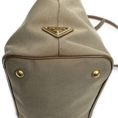 Prada Tote Bag Khaki Color Brown Jacquard Gu Canvas A