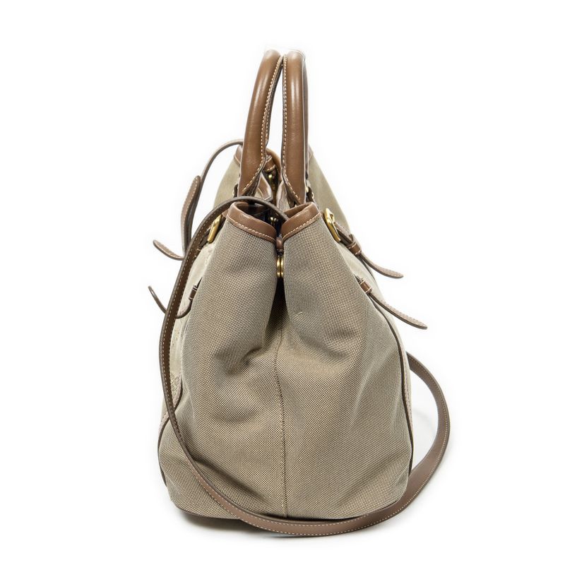 Prada Tote Bag Khaki Color Brown Jacquard Gu Canvas A