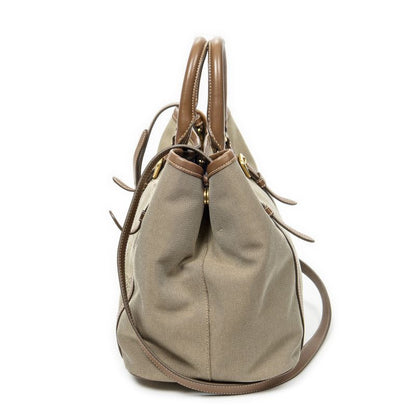 Prada Tote Bag Khaki Color Brown Jacquard Gu Canvas A