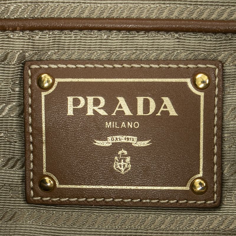Prada Tote Bag Khaki Color Brown Jacquard Gu Canvas A