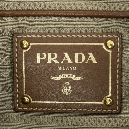 Prada Tote Bag Khaki Color Brown Jacquard Gu Canvas A