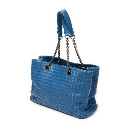 Bottega Veneta Chain Semi-shoulder Blue Intrecciato Leather A