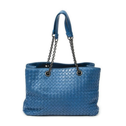 Bottega Veneta Chain Semi-shoulder Blue Intrecciato Leather A