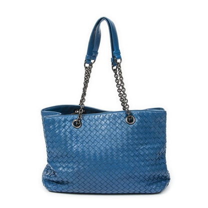 Bottega Veneta Chain Semi-shoulder Blue Intrecciato Leather A