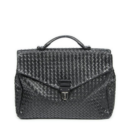 Bottega Veneta Envelope Briefcase Black Intrecciato Leather AB