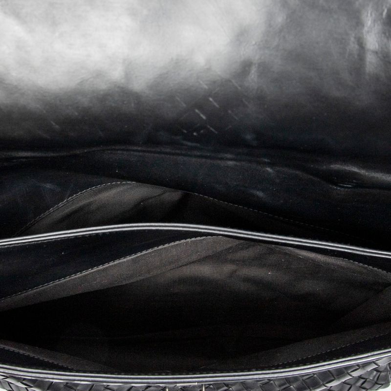 Bottega Veneta Envelope Briefcase Black Intrecciato Leather AB