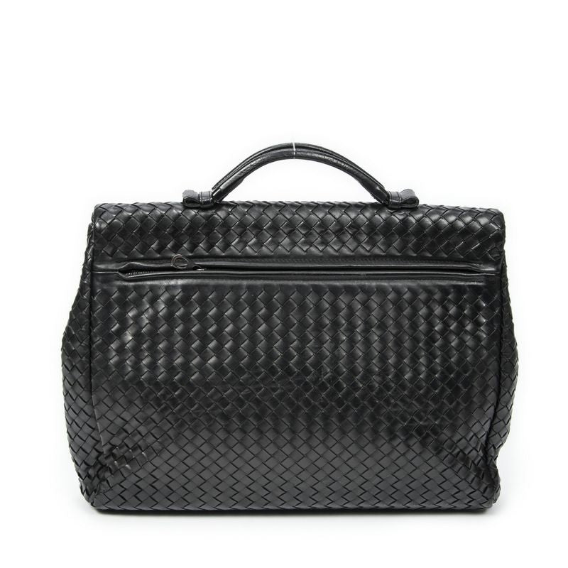 Bottega Veneta Envelope Briefcase Black Intrecciato Leather AB