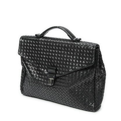 Bottega Veneta Envelope Briefcase Black Intrecciato Leather AB