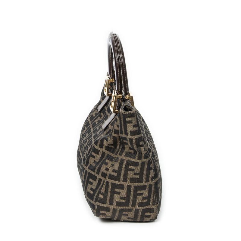 Fendi Small FF Handheld Tote Tan/dark Brown Zucca Canvas A