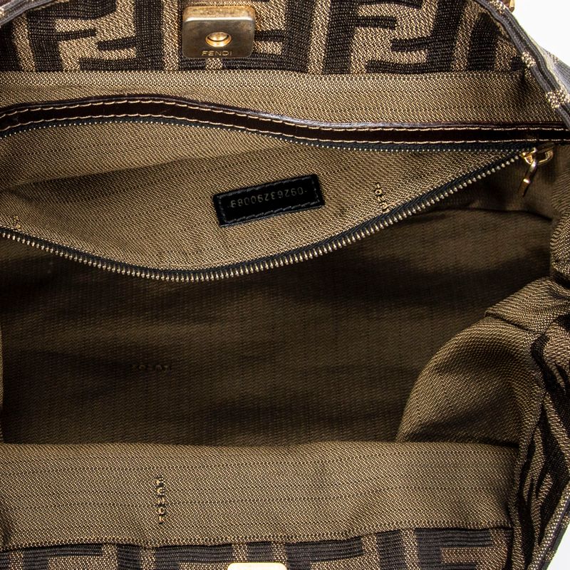 Fendi Small FF Handheld Tote Tan/dark Brown Zucca Canvas A