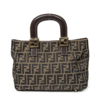 Fendi Small FF Handheld Tote Tan/dark Brown Zucca Canvas A