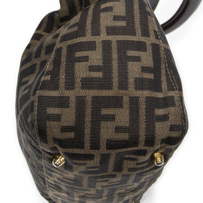 Fendi Small FF Handheld Tote Tan/dark Brown Zucca Canvas A