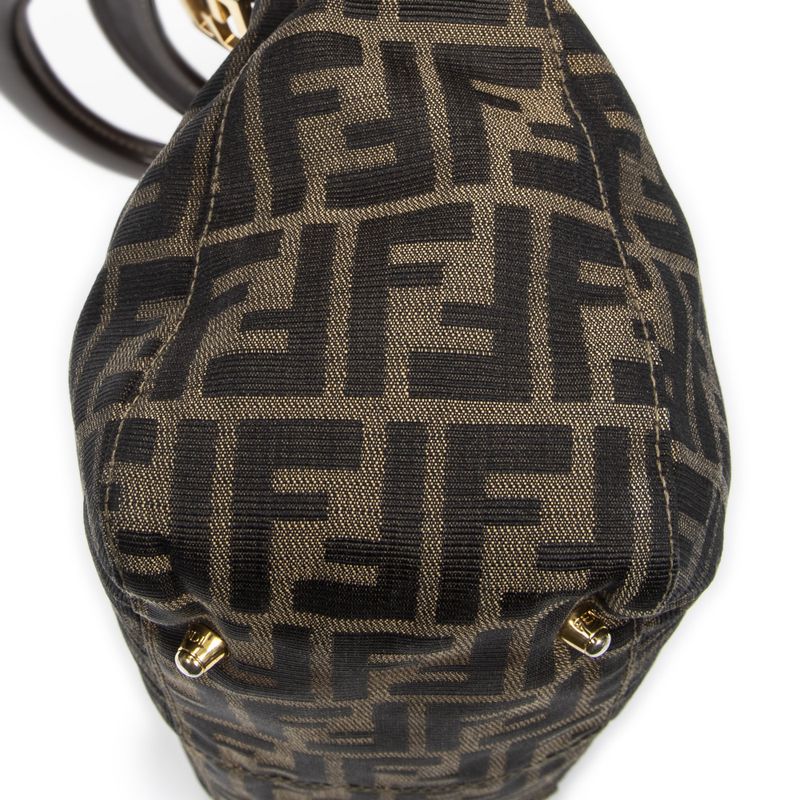 Fendi Small FF Handheld Tote Tan/dark Brown Zucca Canvas A