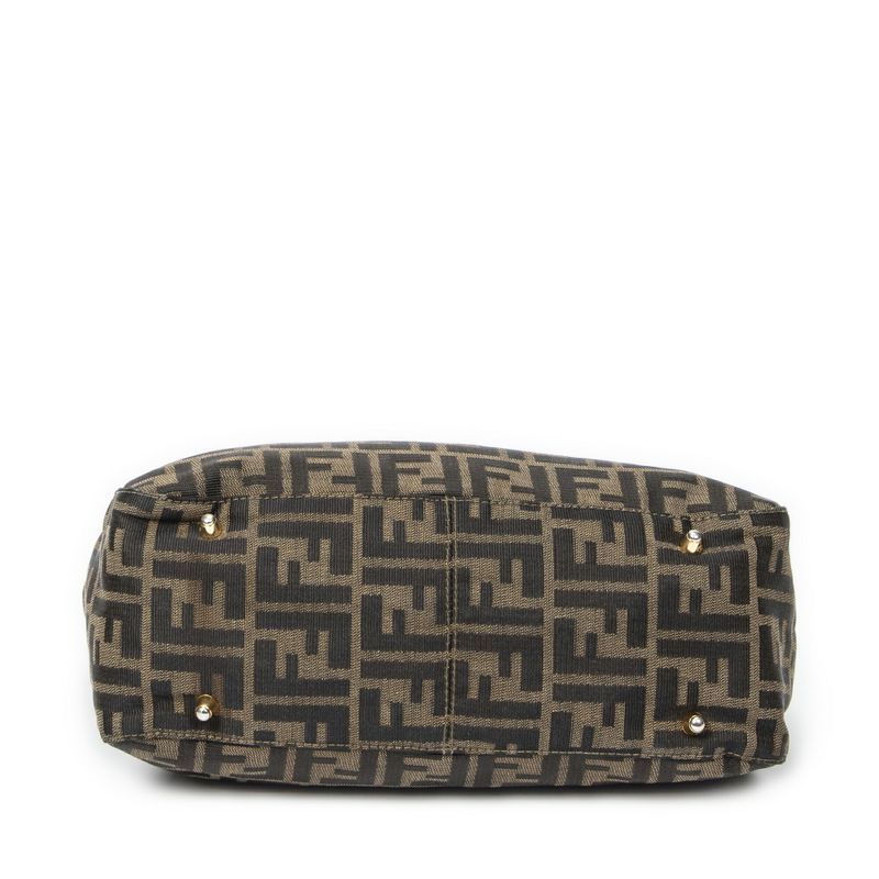 Fendi Small FF Handheld Tote Tan/dark Brown Zucca Canvas A