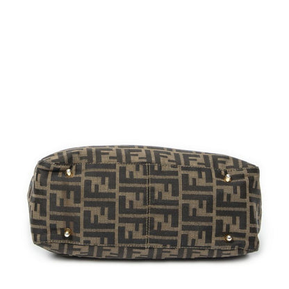 Fendi Small FF Handheld Tote Tan/dark Brown Zucca Canvas A