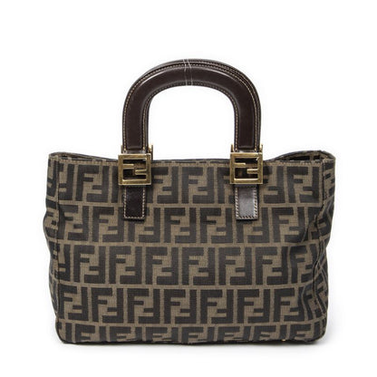 Fendi Small FF Handheld Tote Tan/dark Brown Zucca Canvas A
