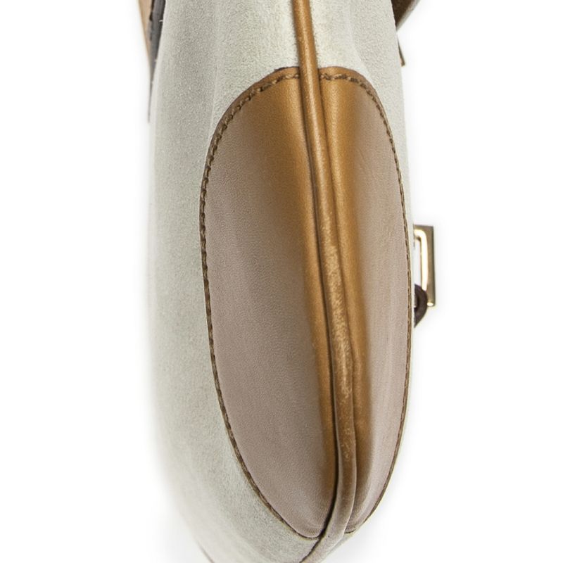 Gucci Bamboo Flap Jackie Ivory Tan Suede Leather A