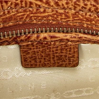 Celine Vintage Shoulder Zip Beige/brown Macadam Canvas A