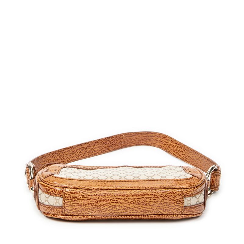 Celine Vintage Shoulder Zip Beige/brown Macadam Canvas A