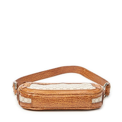 Celine Vintage Shoulder Zip Beige/brown Macadam Canvas A