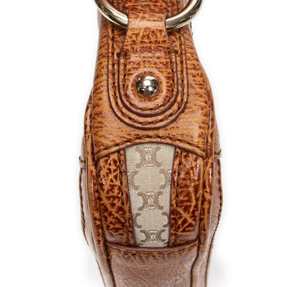 Celine Vintage Shoulder Zip Beige/brown Macadam Canvas A