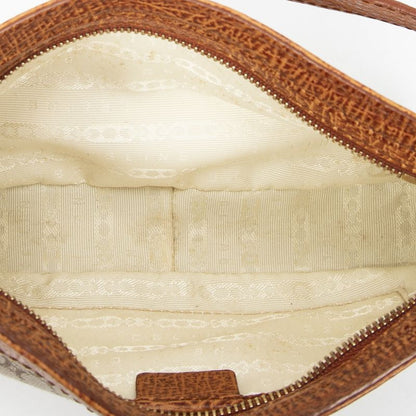 Celine Vintage Shoulder Zip Beige/brown Macadam Canvas A