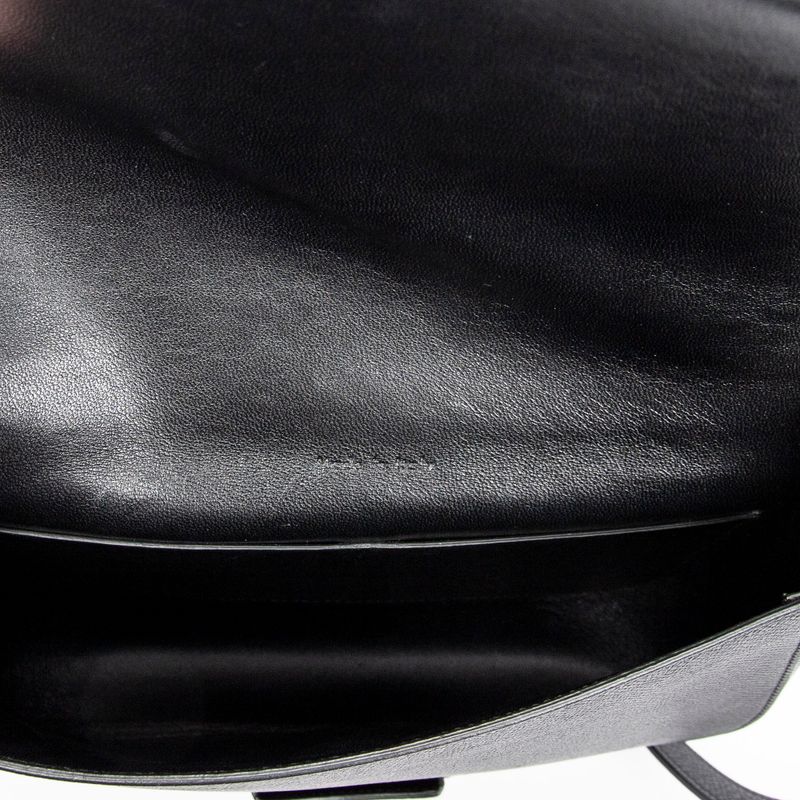 Celine Flap Crossbody Bag Black Grained Leather A