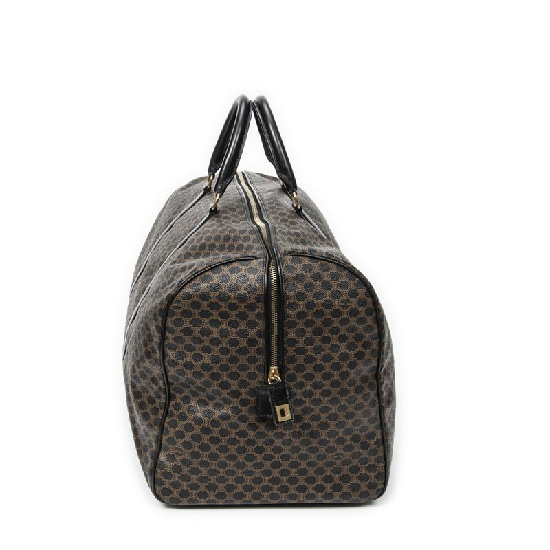 Celine Large Travel Boston Black Macadam PVC Canvas A