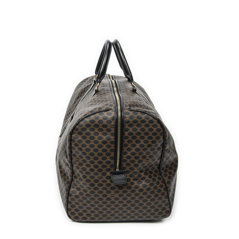 Celine Large Travel Boston Black Macadam PVC Canvas A