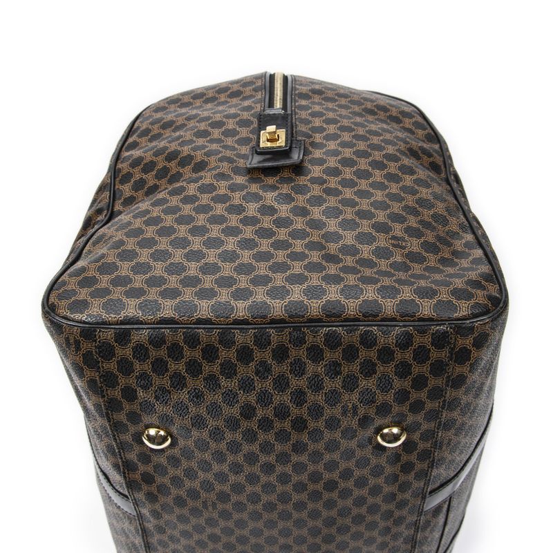 Celine Large Travel Boston Black Macadam PVC Canvas A