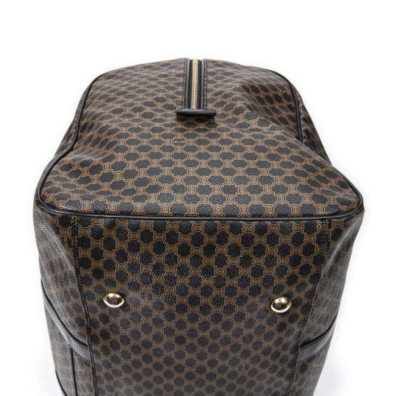 Celine Large Travel Boston Black Macadam PVC Canvas A