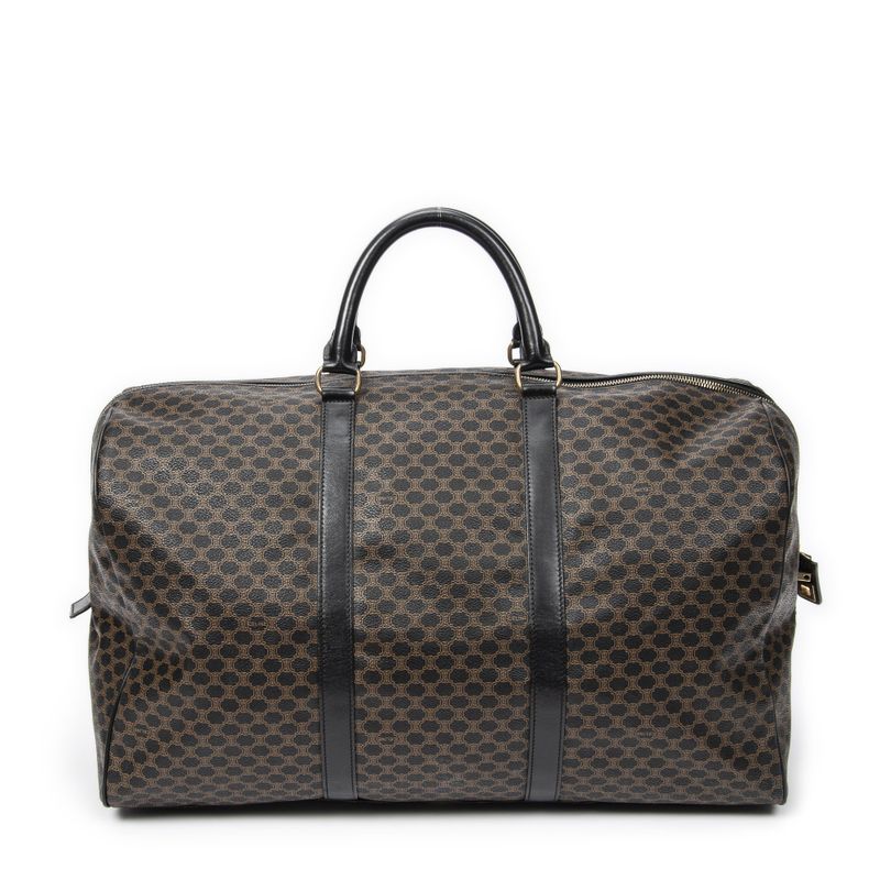 Celine Large Travel Boston Black Macadam PVC Canvas A