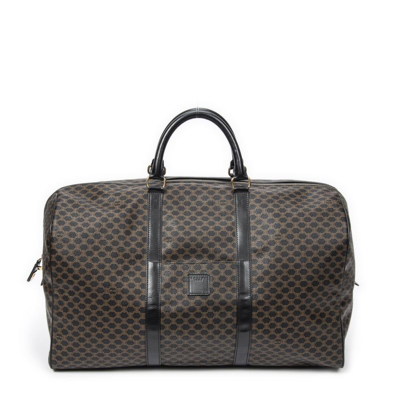 Celine Large Travel Boston Black Macadam PVC Canvas A