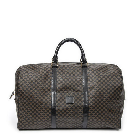 Celine Large Travel Boston Black Macadam PVC Canvas A