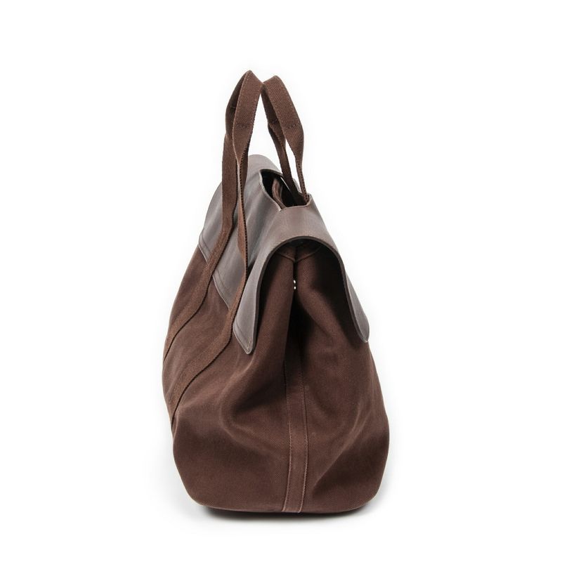 Hermes Valparaiso Brown Toile Chevron Canvas AB