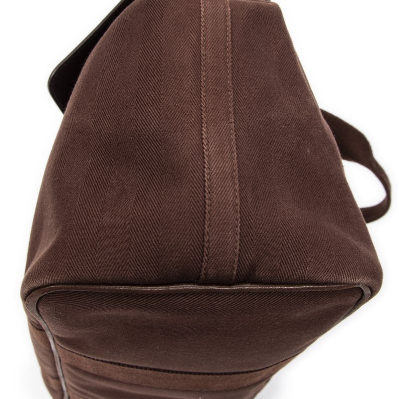 Hermes Valparaiso Brown Toile Chevron Canvas AB