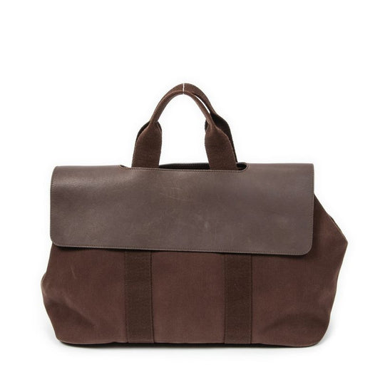 Hermes Valparaiso Brown Toile Chevron Canvas AB