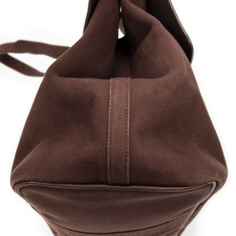 Hermes Valparaiso Brown Toile Chevron Canvas AB