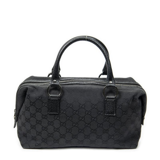 Gucci Small Boston Black GG Canvas A