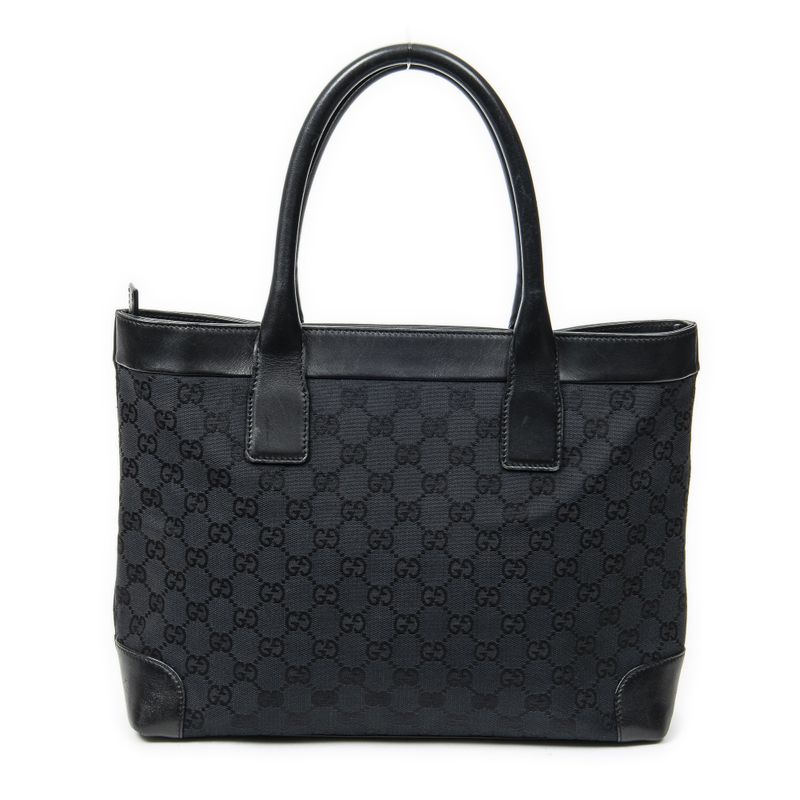 Gucci Zip Shopping Tote Black GG Canvas A