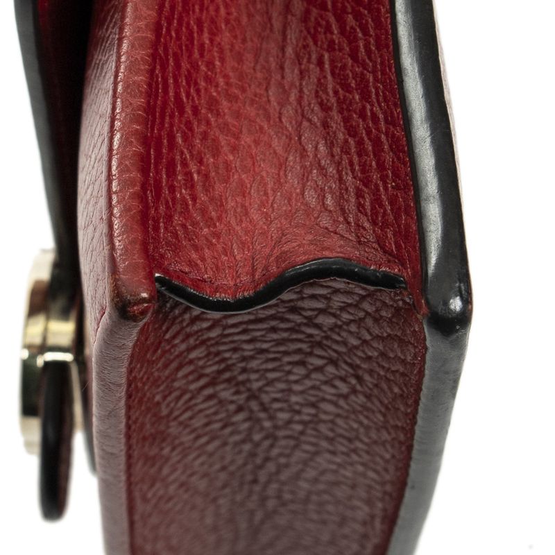 Gucci Interlocking G Chain Wallet Red Grain Leather A