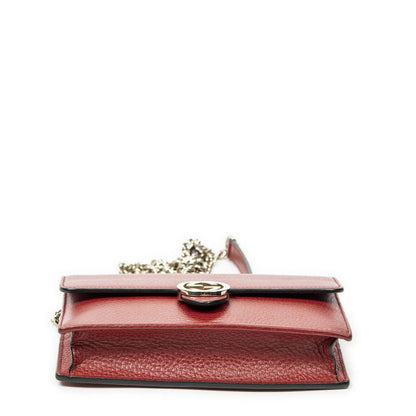 Gucci Interlocking G Chain Wallet Red Grain Leather A