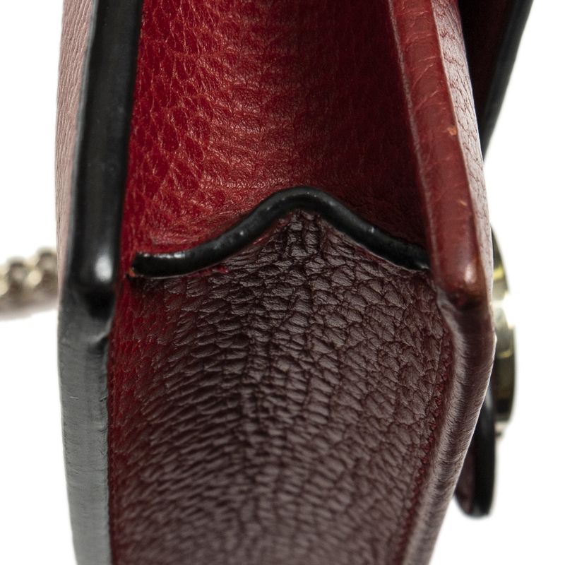 Gucci Interlocking G Chain Wallet Red Grain Leather A