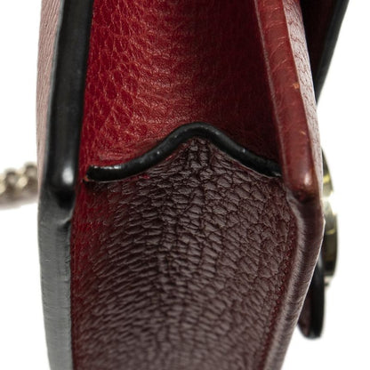 Gucci Interlocking G Chain Wallet Red Grain Leather A