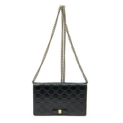 Gucci Signature Bow Chain Wallet Black Guccissima A
