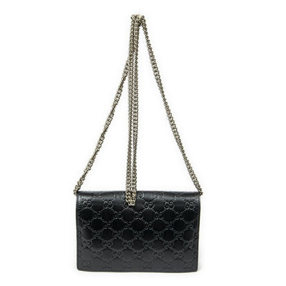 Gucci Signature Bow Chain Wallet Black Guccissima A
