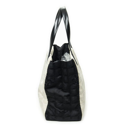 Chanel Bicolor New Travel Line Tote Beige/black Travel Line Nylon Canvas A