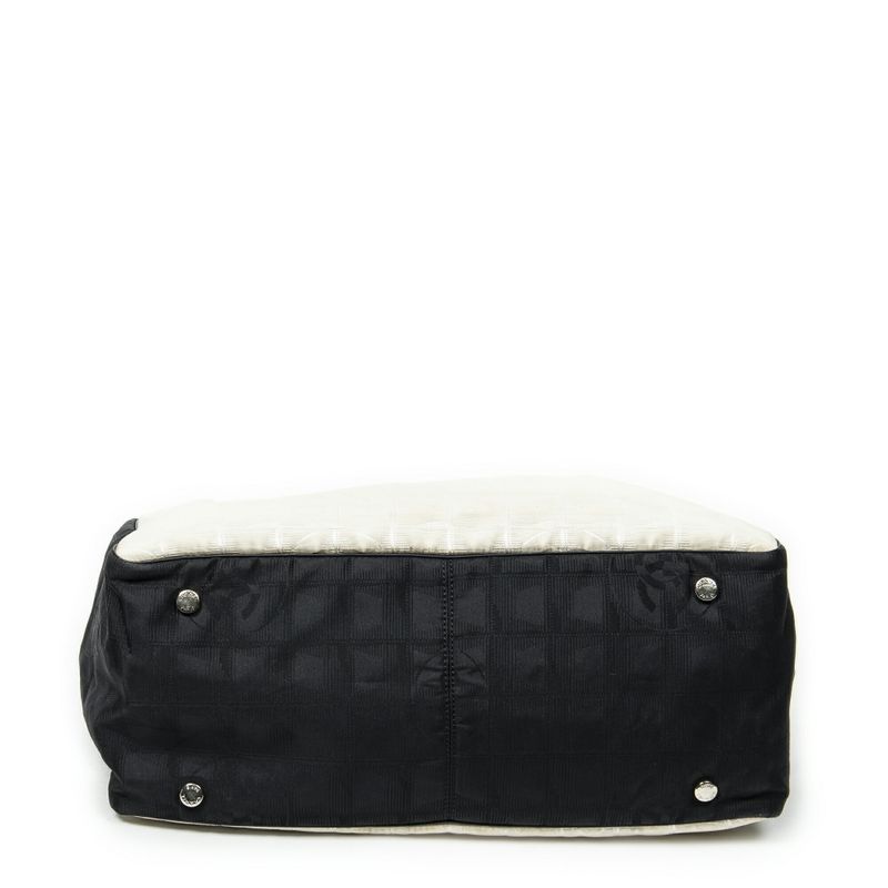 Chanel Bicolor New Travel Line Tote Beige/black Travel Line Nylon Canvas A