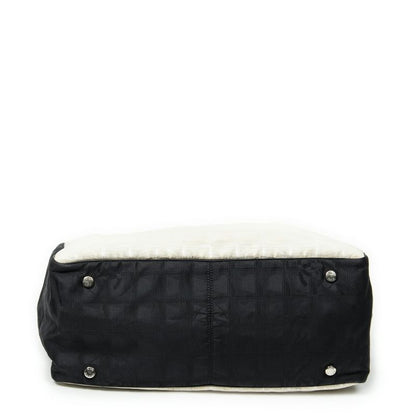 Chanel Bicolor New Travel Line Tote Beige/black Travel Line Nylon Canvas A